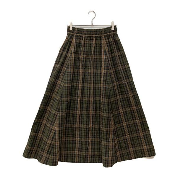 Used check long skirt