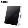 AXUS Touch Switch Wall Light Switch Luxury Crystal Tempered Glass EU US Standard Panel AC110-250V  1/2/3 Gang LED Button