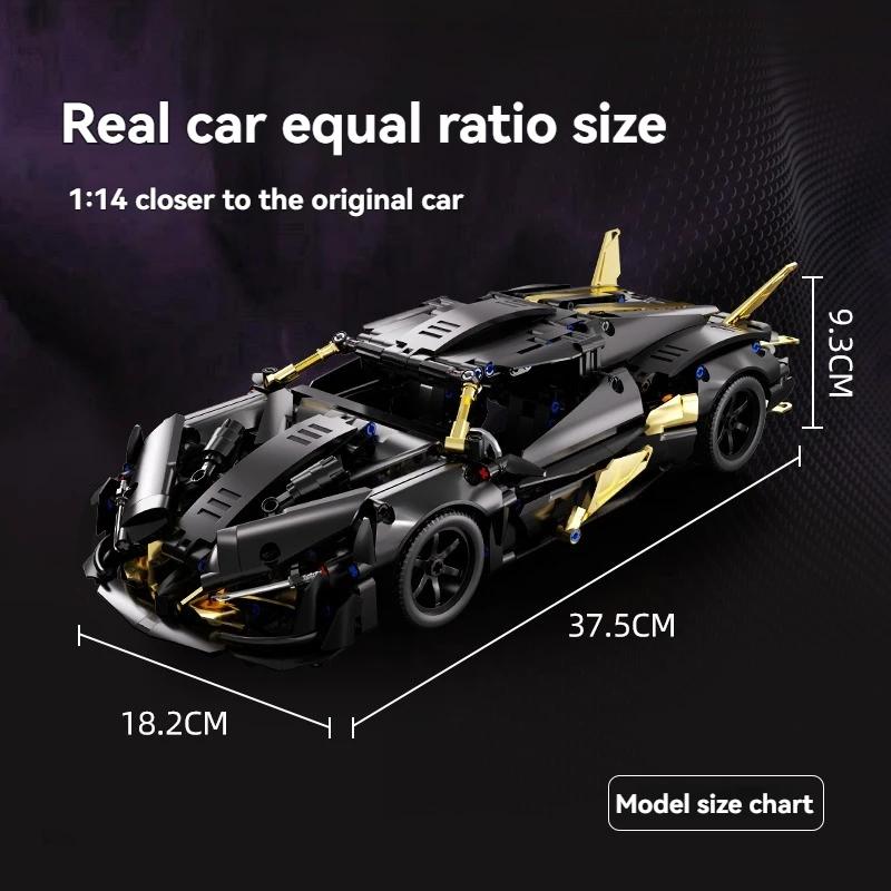 1000 pezzi Nero Tecnico Apollo Auto da Corsa Hypercar Modello Blocchi da Costruzione Fai da Te Auto Sportiva Veicolo Mattoncini Giocattoli Adulti Bambini Regali