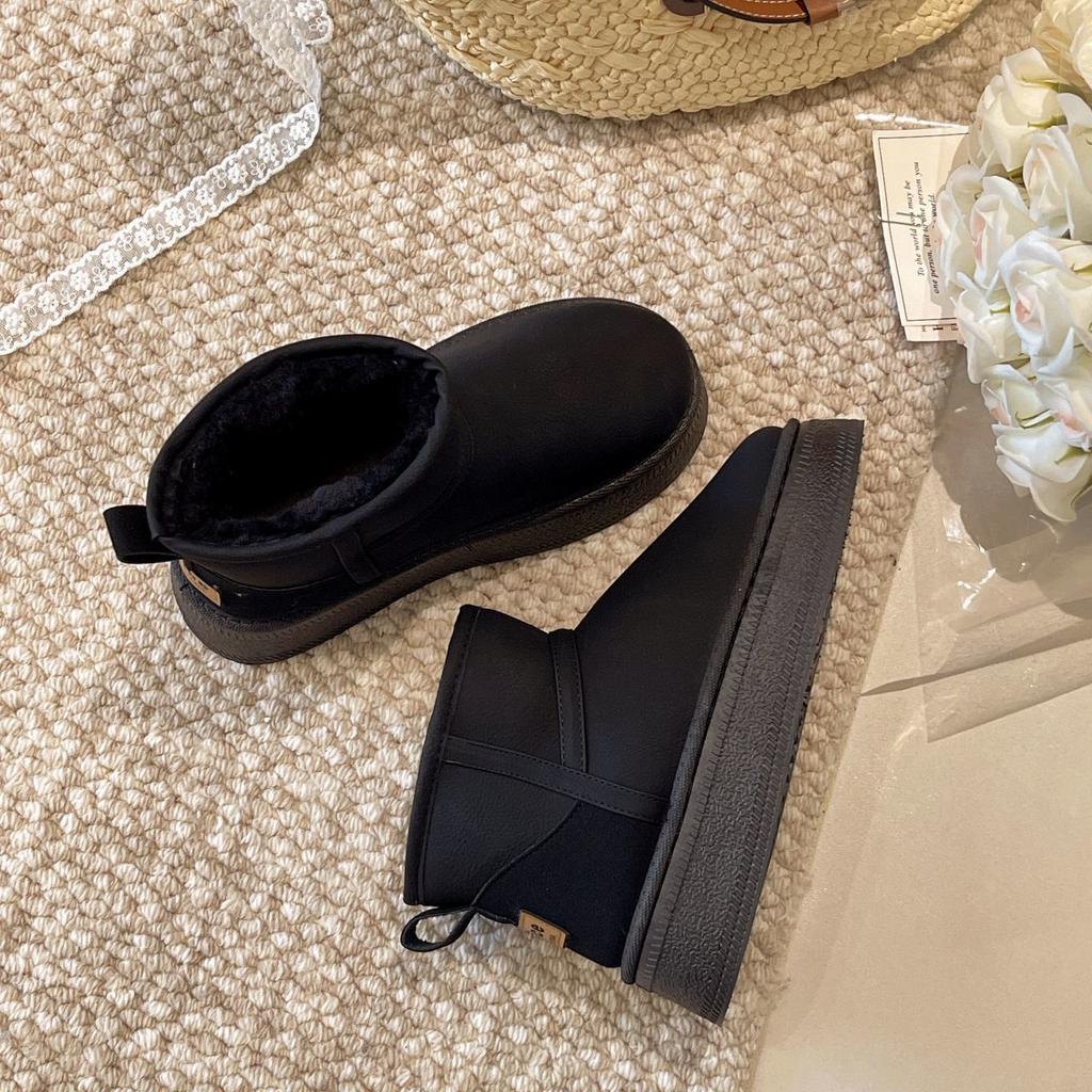 Winter New Muffin Velvet Warm Cotton Shoes Retro Versatile Platform Short Tube Non-slip Snow Boots Women