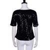 Mote Kvinner Paljetter Coctailparty Casual Topp Bluse Crop Tops Skjorte