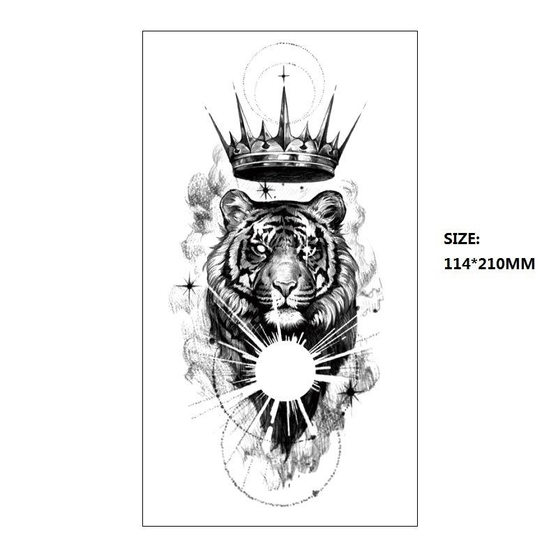 

Маленькая полная рука Xqb черный ретро лев красивая женщина животное половина руки переводная татуировка наклейка 114*210MM