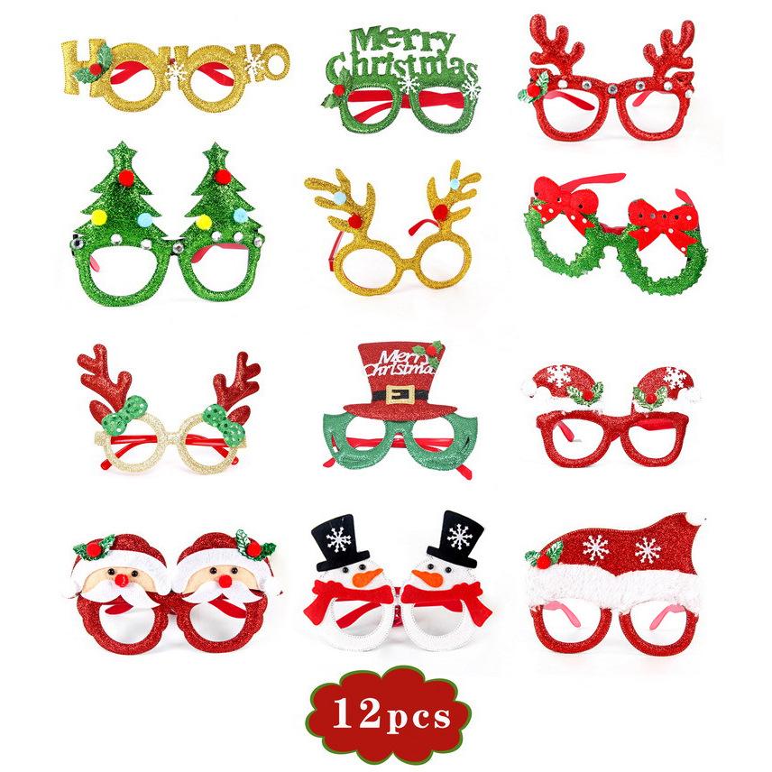 Christmas Antler Glasses & Santa Hat Set for Adults and Kids - Gift with Santa Claus Hat & Snowman Headband