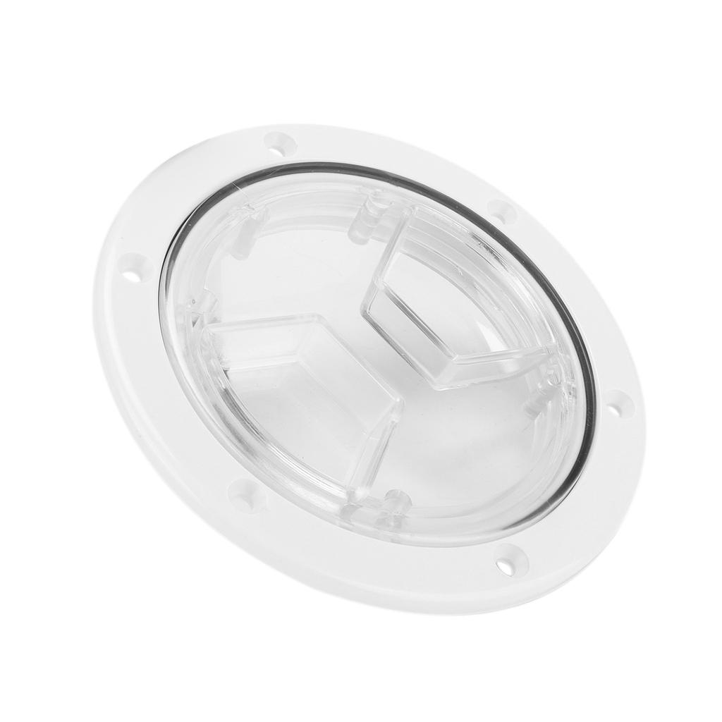 Boat Deck Access Hatch TransparentCover White Round ABS Plate for RV Marine Yacht(4in10.16cm )