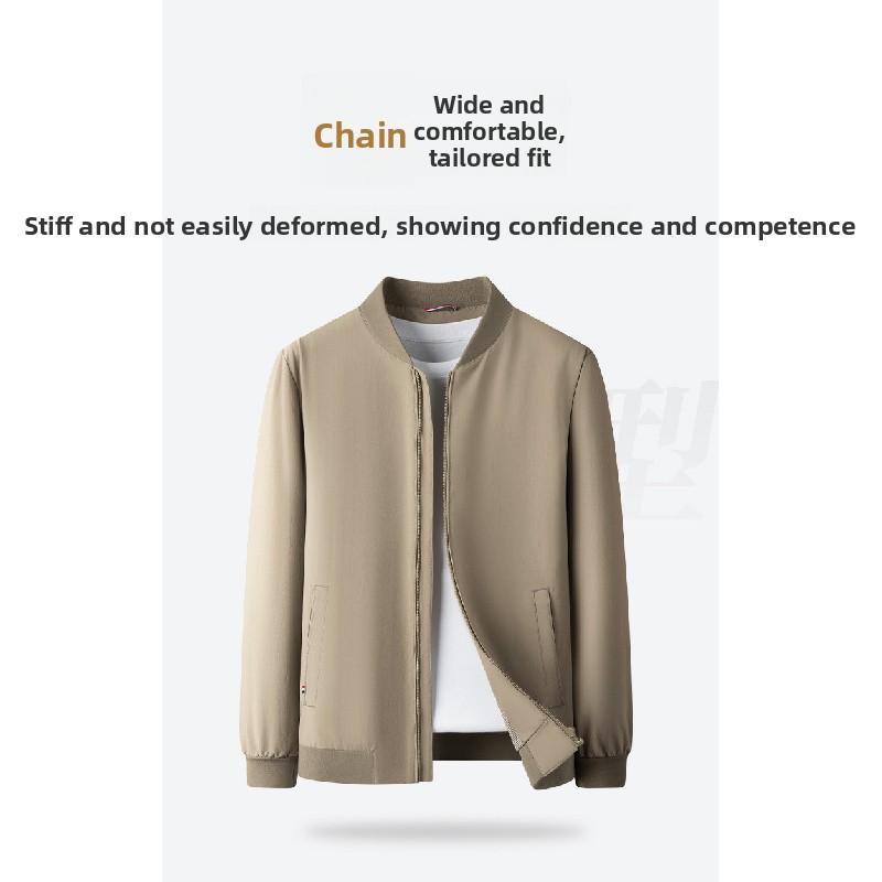 High-end men's jacket, business casual men's clothing, spring and autumn solid color baseball collar coat