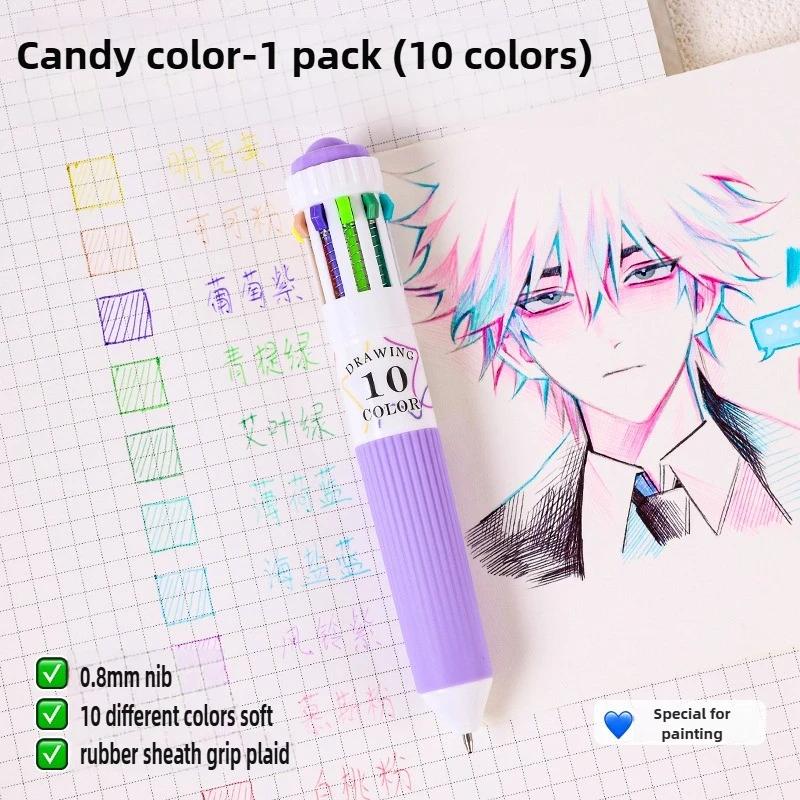 Languo 146/10 Color Ballpoint Pen 0.8mm Cartoon Soft Grip Press for Drawing Multicolor Writing Pen Office School Supplies