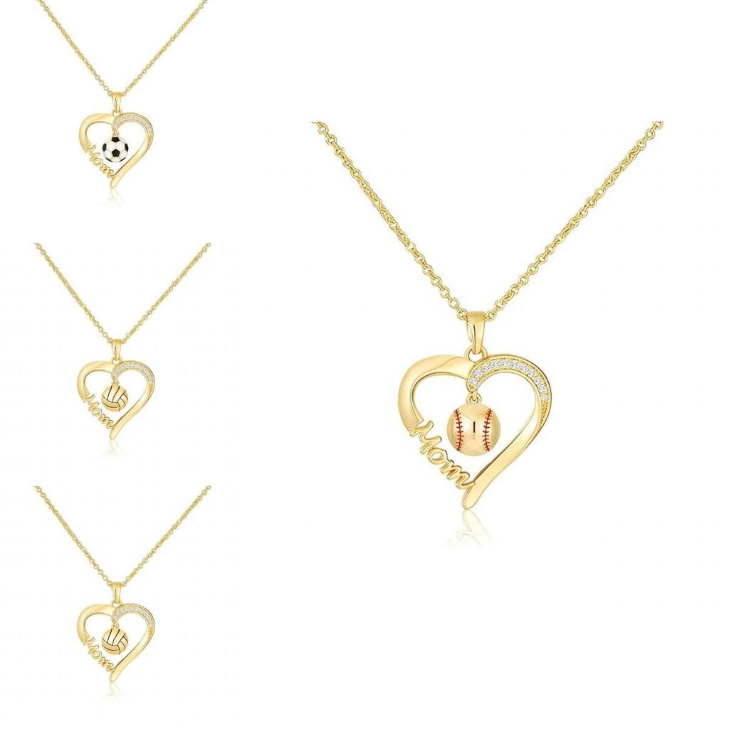 Baseball Necklace Heart Shaped Pendant For Mothers Day Gift Women Jewelry