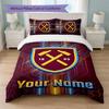 West Ham United FC Individuelles Namens-Text-Bettwäscheset 1 Bettbezug+2 Kissenbezüge Fußball-Logo Personalisierte Geschenkidee für besondere Anlässe Schlafzimmerdekoration