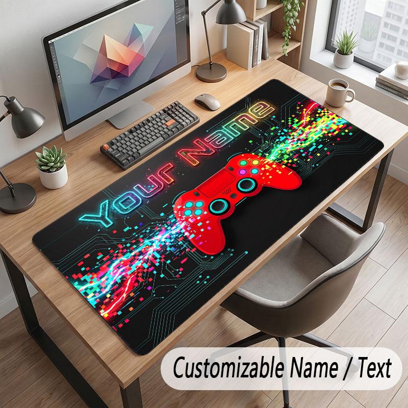 Game Controller Theme Customized Mouse Pad Personalized Print Name Text Desk Mat For Home Office Table Decor