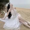 White Suspender Dress, Sexy Pure Desire Temperament, Light Luxury, High-end Vacation Skirt, Medium and Long