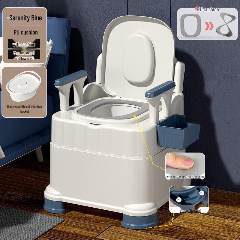 Portable Toilet Chair with Armrests for Elderly, Indoor Use, Bedside Commode for Pregnant Women.