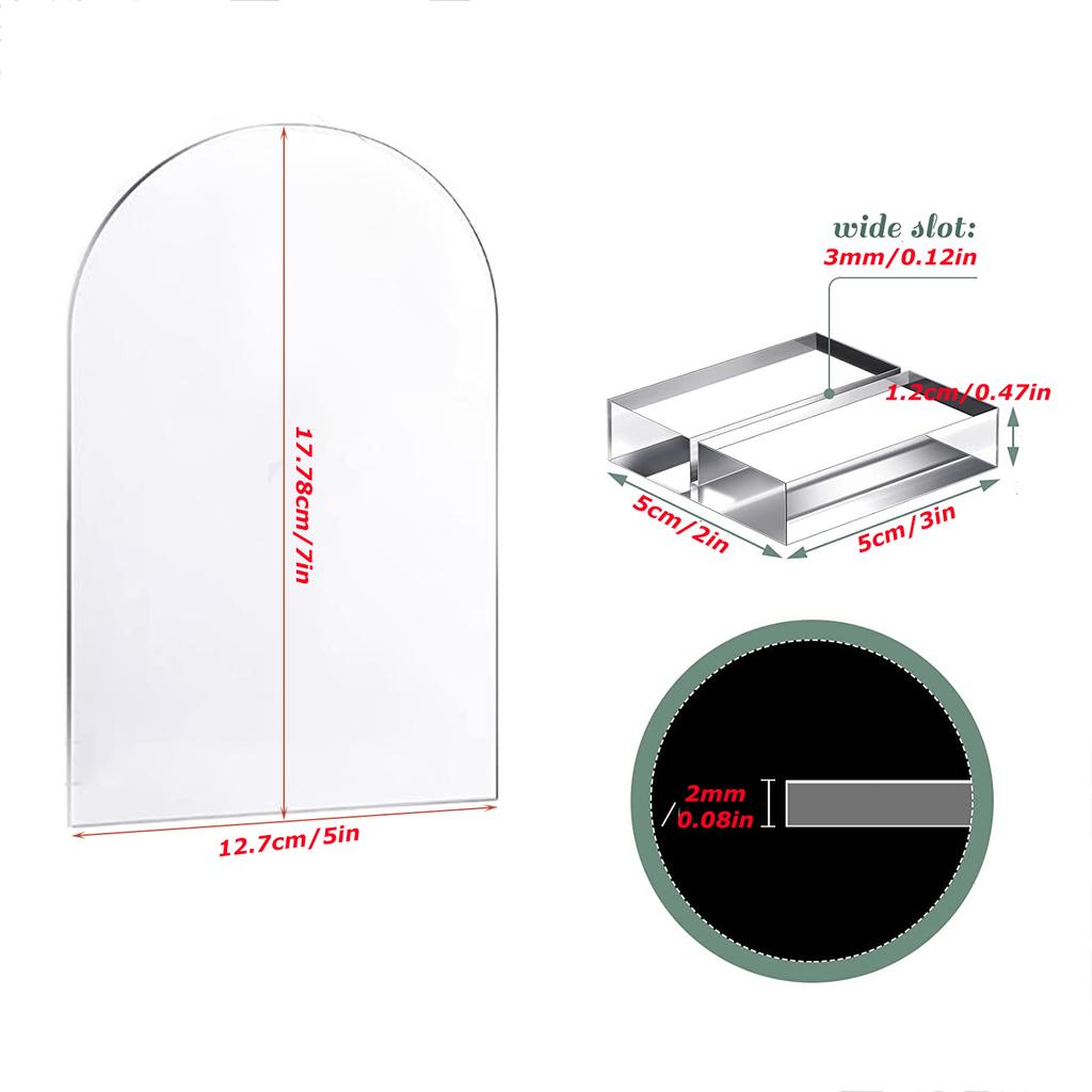 Arched Acrylic Signs with Stand Blank Clear/Frost Acrylic Table Number With Stand, DIY Wedding Decoration Menu Bar List Sign