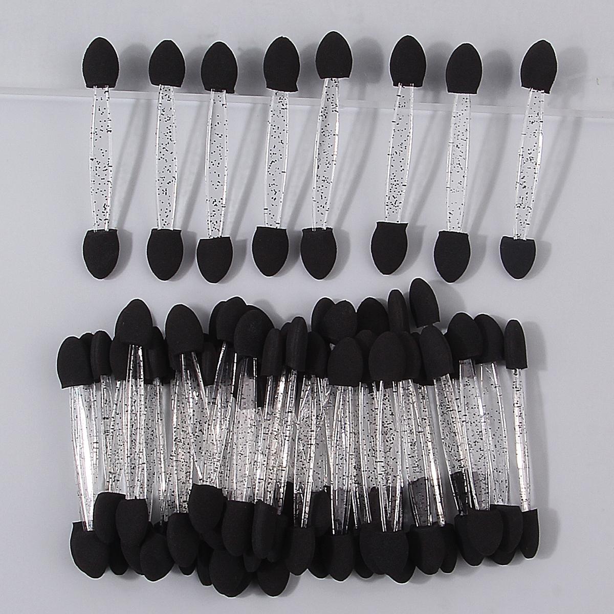 

50pcs non-disposable double-headed sponge eyeshadow sticks, eye makeup tools, sponge sticks, multi-functional beauty sticks чёрный