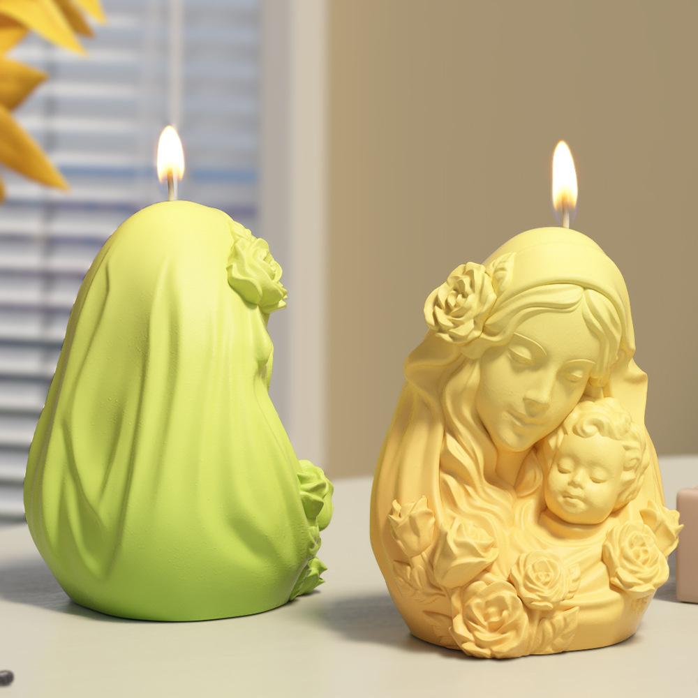 Mother's Day Aromatherapy Candle Silicone Mold Soap Mould Mother and Child Ornament Aromatherapy Gypsum Mold Mother’s Day Gift
