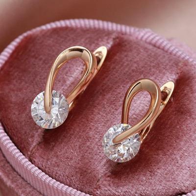 Minimalist Twist Single Artificial Zircon Drop Earrings for Women Elegant Curve Wedding Jewelry