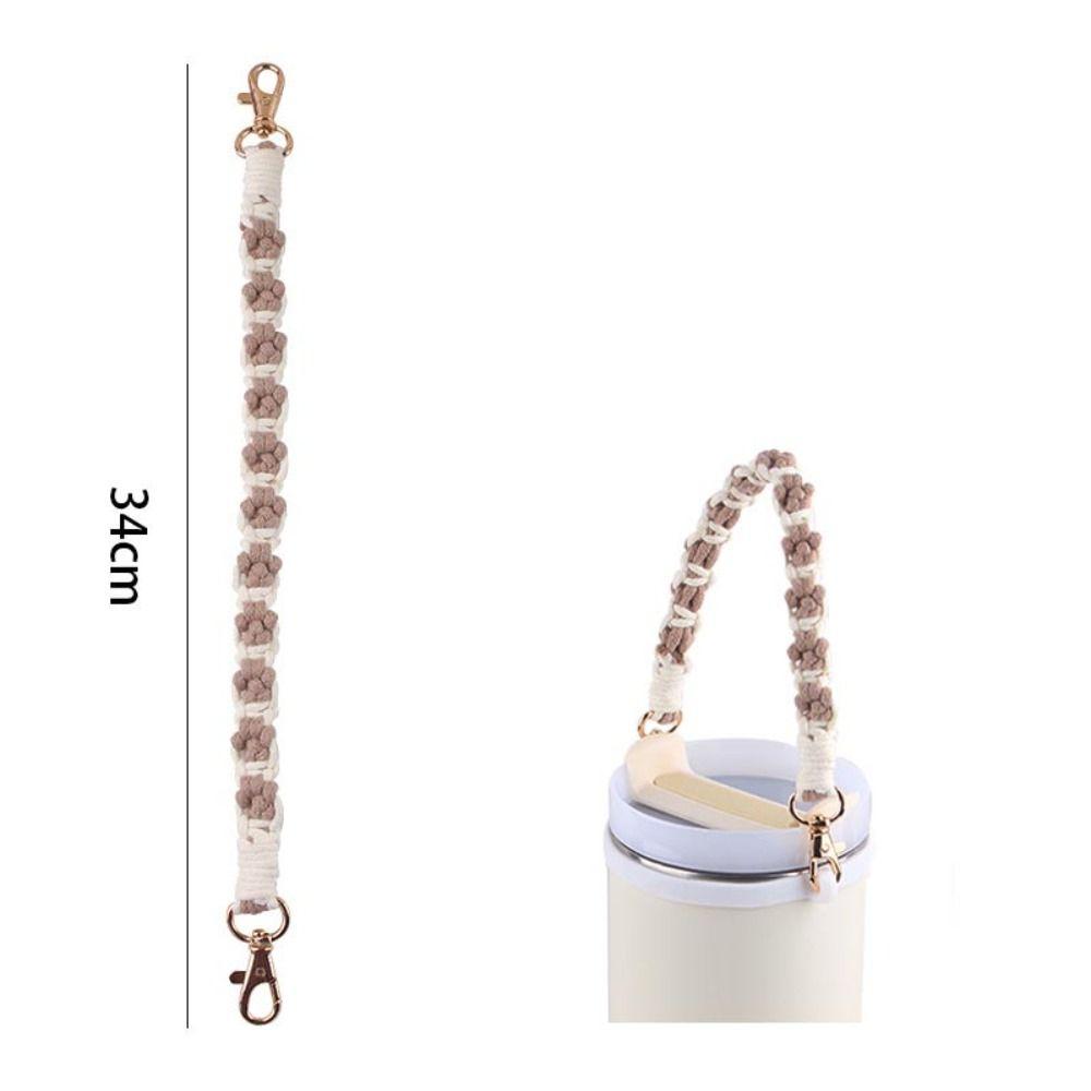 Portable Cat Paw Water Bottle Handle Strap Cotton Metal buckle Cup Hanging Rope Handwoven Lovely Hand Strap For 20-40oz cup