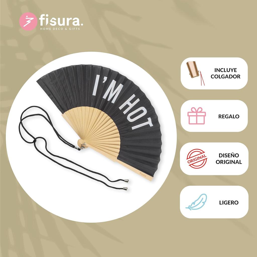 Fisura - Original "Hot" Fan - Modern and Funny Wooden Fan Gift Fan Hanging Fan 42.5 x 23 cm