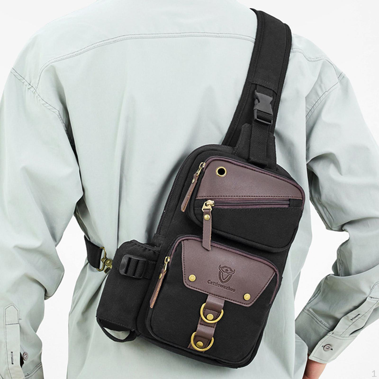 

Мужская нагрудная сумка с регулируемым ремнем, модный рюкзак для кемпинга чёрный