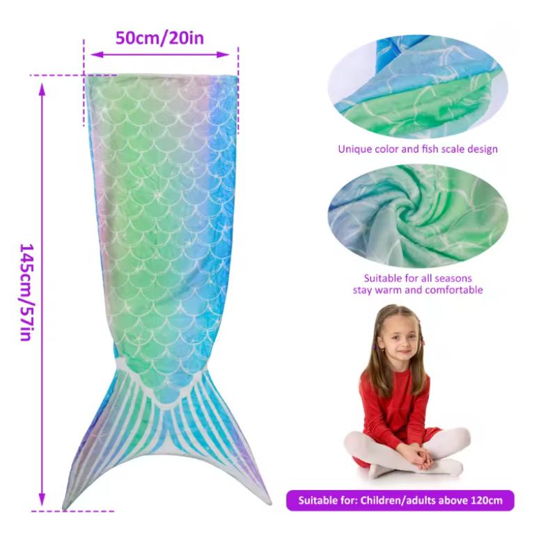 Flannel Mermaid Blanket Sleeping Blanket Adult Children Universal Mermaid Tail Blanket Comfortable Cute Blanket Hot Dropshipping