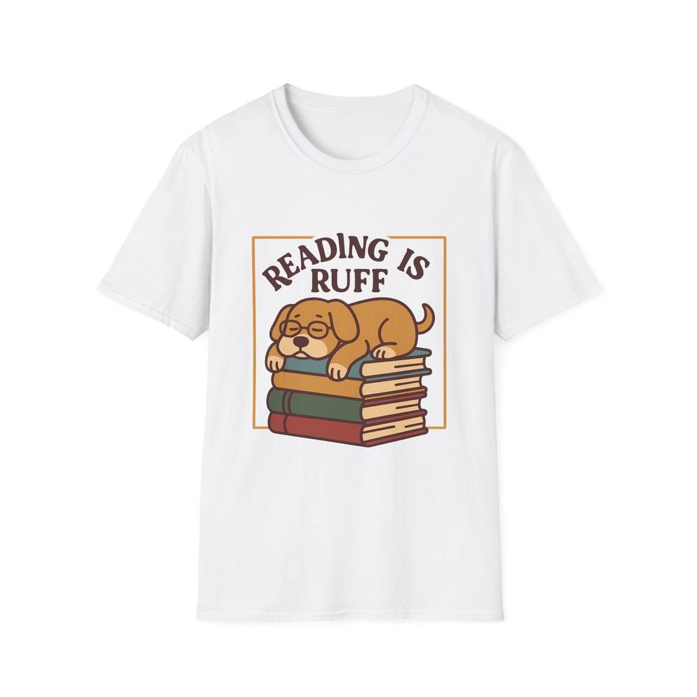

Unisex Softstyle T-Shirt Cozy Dog Book Lover Reading Humor Cartoon Art M