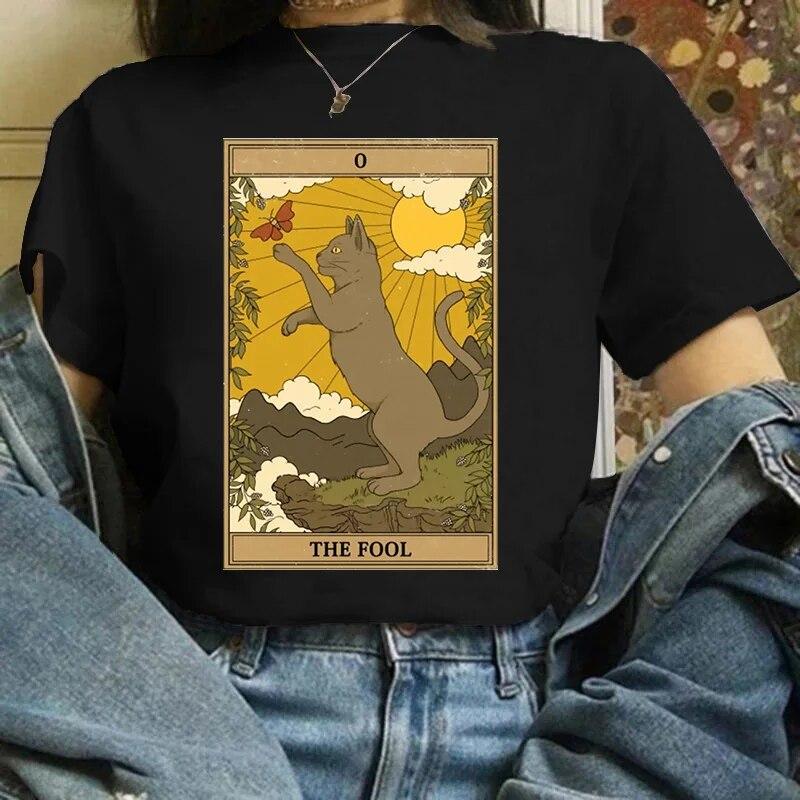 Kawaii Dámské tričko Módní Tarot Kočka Dámské tričko Anime Roztomilé Grafické tričko FeUnisex Léto XS-4XL Tričko s krátkým rukávem