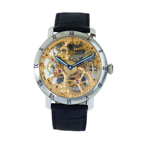 Charles Hubert Mechanical Hand-Wound Skeleton Watch 4038-D Men's Black