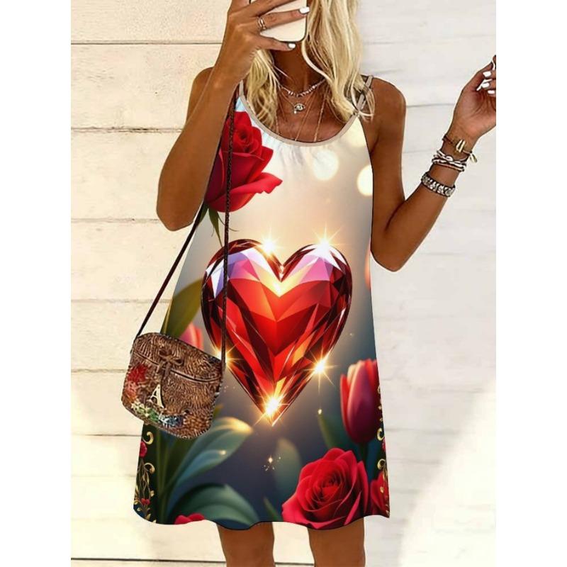 

Женское платье-сарафан с лямками, круглым вырезом, без рукавов, с 3D-печатью 5XL