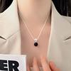 Fashionable Black Agate Ball Necklace for Women with A Light Luxury and High-end Feel, Versatile and Showcasing White Necklaces