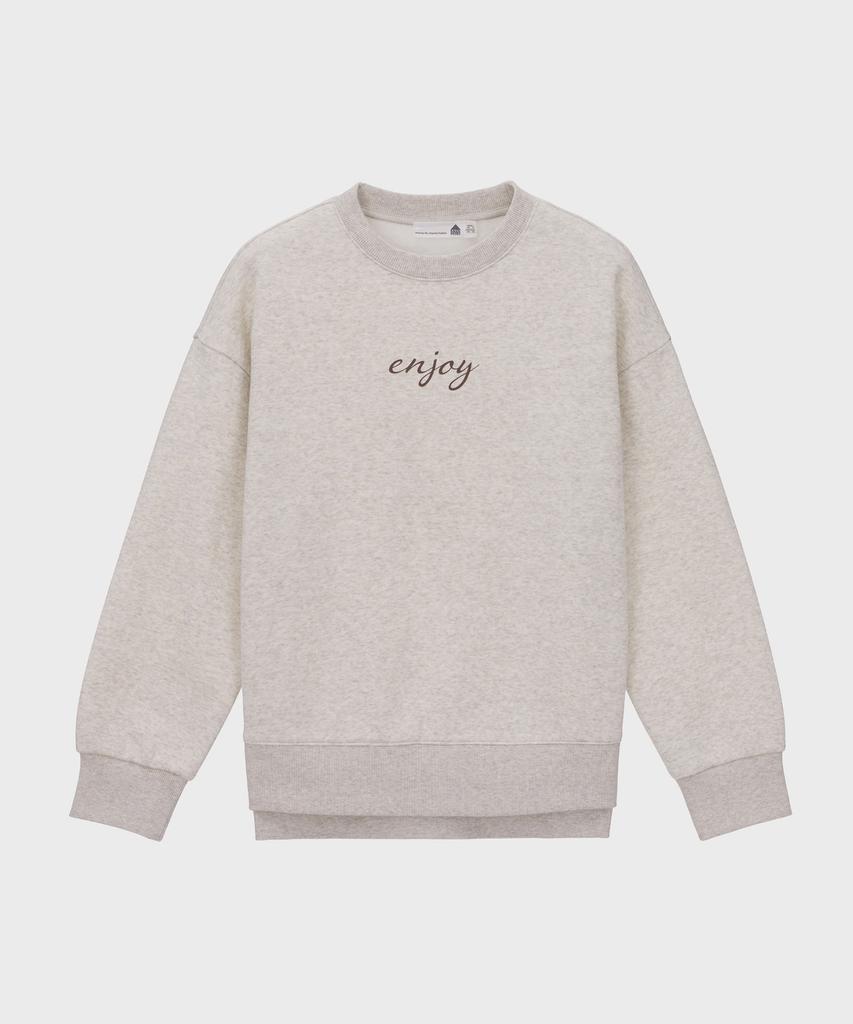 BASIC HOUSE Women'S Graphic Brushed Sweatshirt Oatmeal Lwts7251
