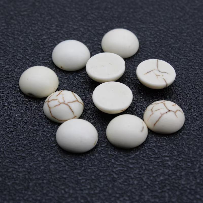 30-10Pcs Blue White Turquoises Natural Stone Beads Cabochon Flat Back Round Cabochons Cameo For Jewelry Making DIY Accessories