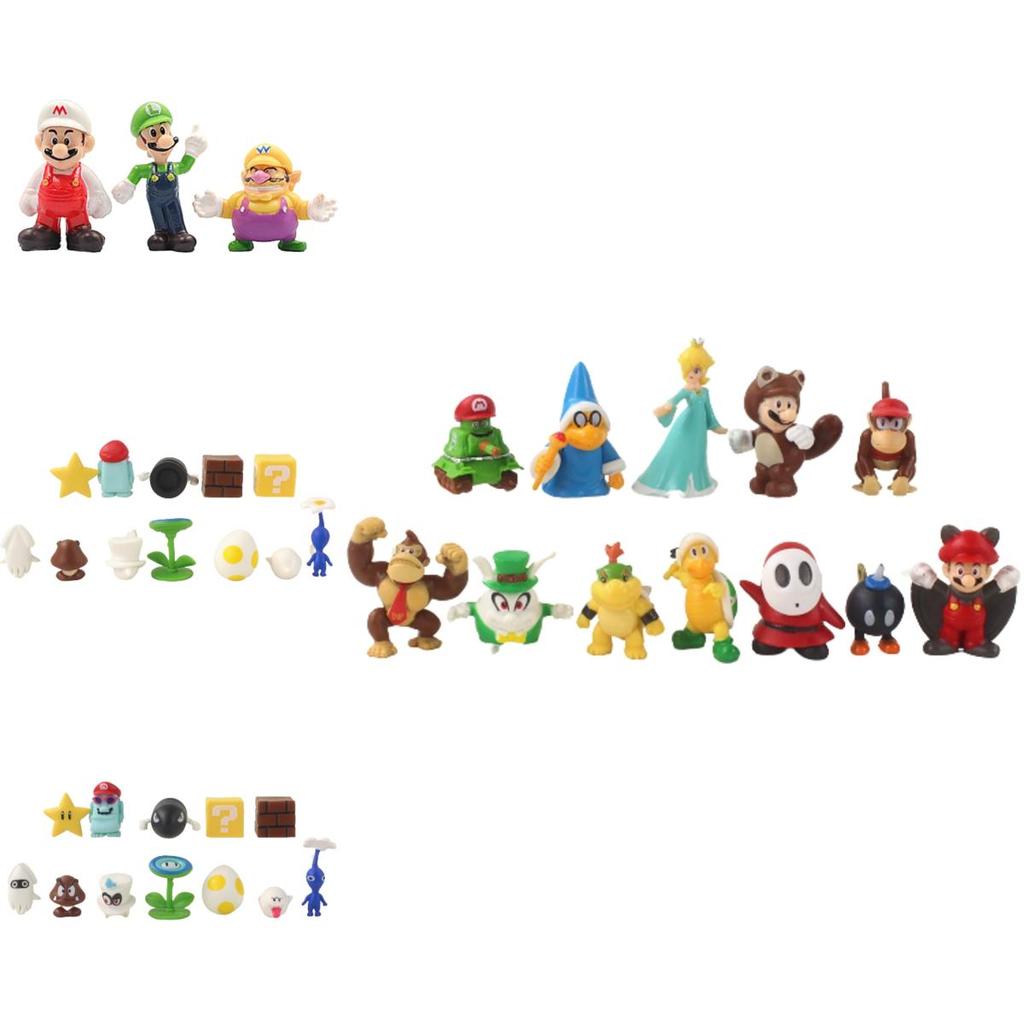 48pcs Super Mario Bros Luigi Action Figures Set Cake Decor Ornaments No Toxic No Fading