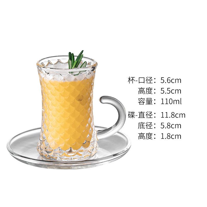 Transparente Glas-Kaffeetasse Untertasse Haushalt Schwarzer Tee Glas Wasserbecher Europäisch High-End Exquisit Nachmittagstee Tasse Dekoration
