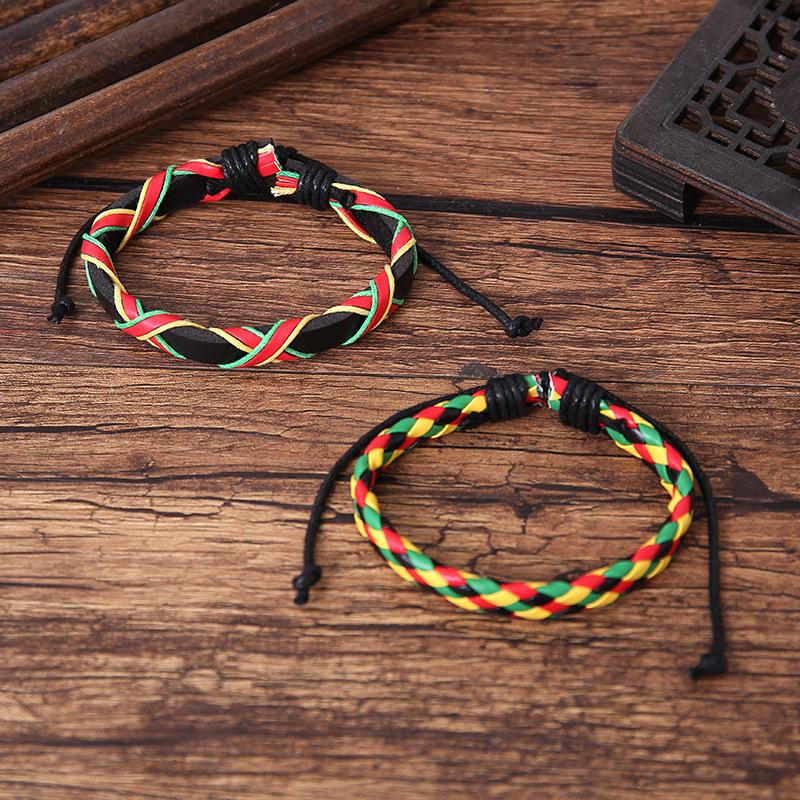 Men's Multicolor Tree of Life Braided Leather Bracelet Set