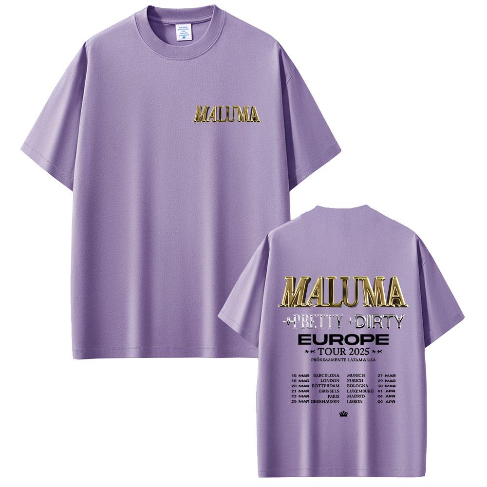 Rapper Maluma Pretty Dirty Europet Tour 2025 T-shirt Men Women Fashion Vintage Oversized T Shirts Male Hip Hop Rap Streetwear