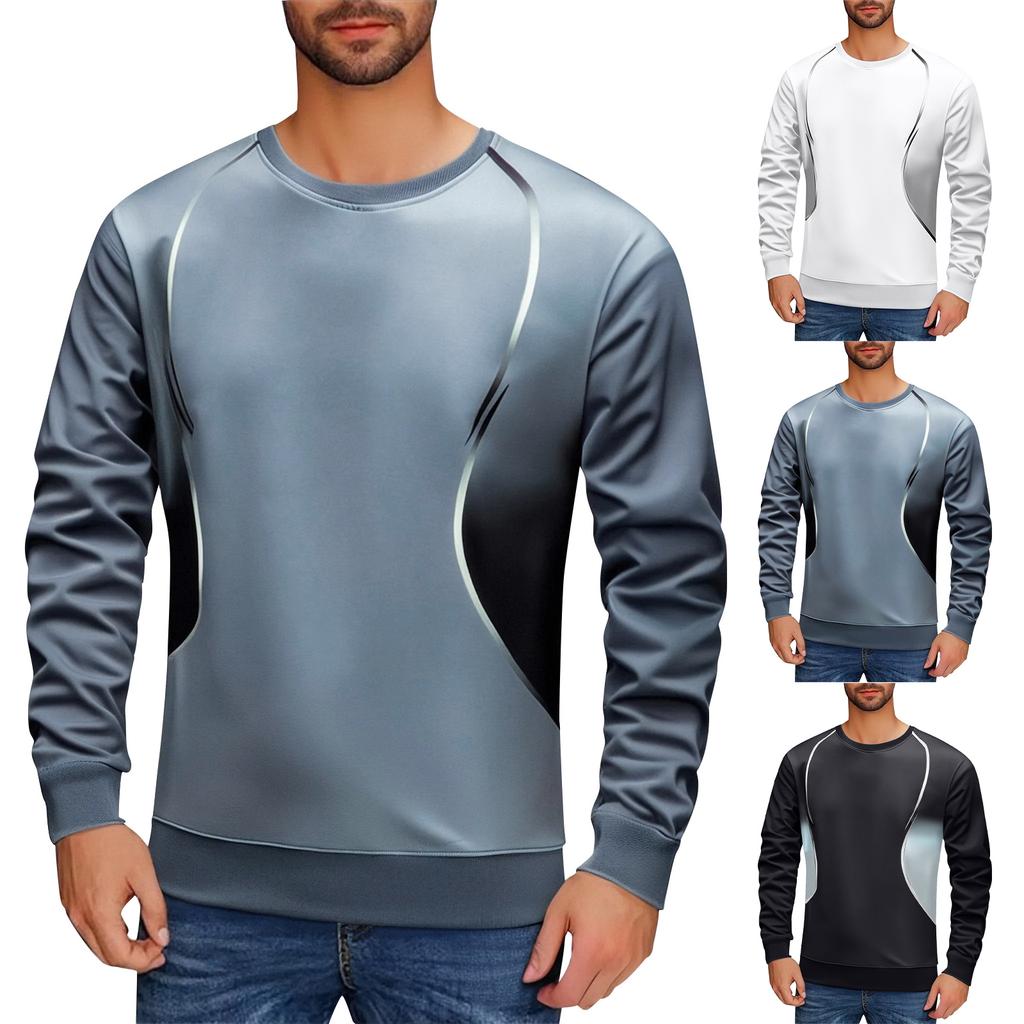 Men's Casual Top Round Neck Pullover Long Sleeved