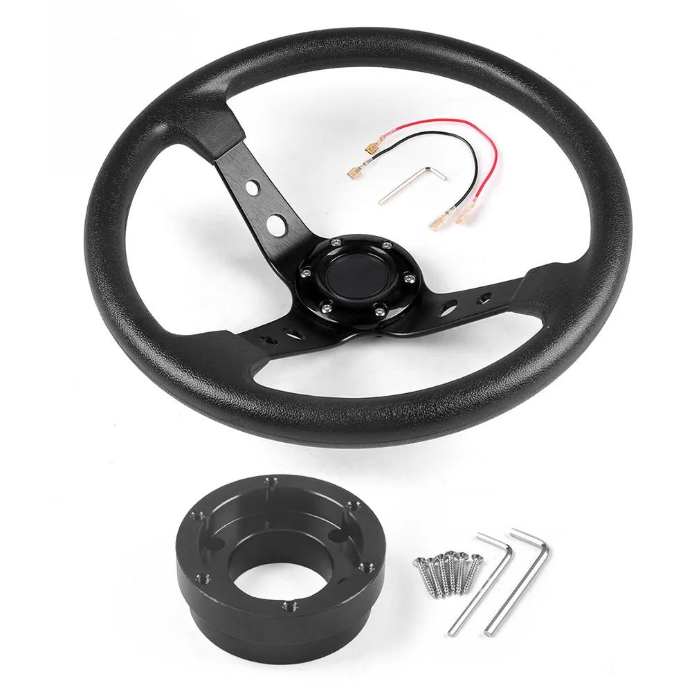 PU Leather 14inch 350mm Car Racing Steering Wheel With Adapter Plate 70mm PCD For Logitech G29 G920 G923 For Racing Game