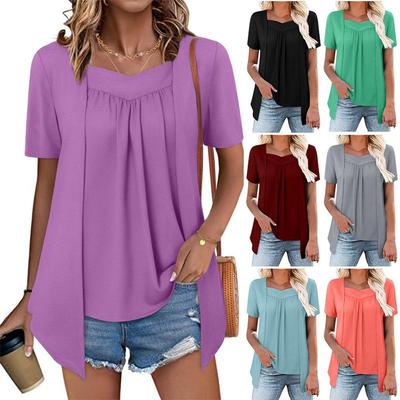 Dames T-shirt Casual Mode Los Nep Twee Korte Mouwen Dames Top T-shirt