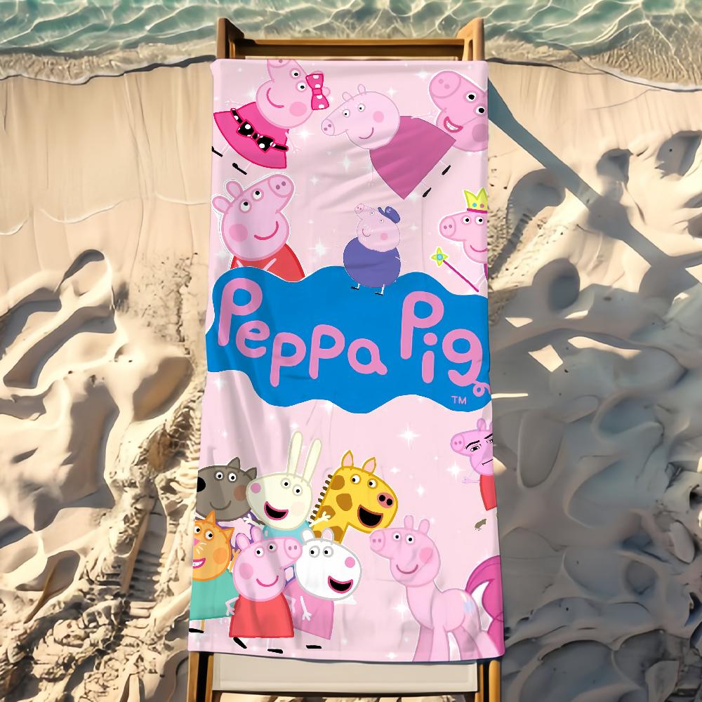 Cartoon P-Peppa Towel P-Pig Beach Towel Travel Lightweight Skin Friendly for Pool Beach Camping Cruise Summer