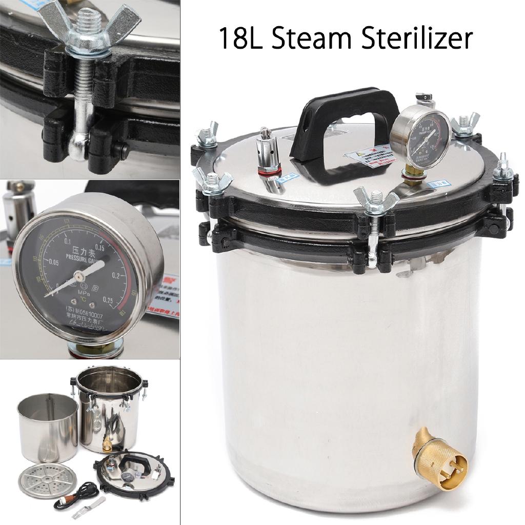 Autoclave a Vapore in Acciaio Inossidabile 220V 18L Sterilizzatore a Vapore Medicale Sterilizzatore a Vapore Acciaio Inossidabile Doppio Riscaldamento