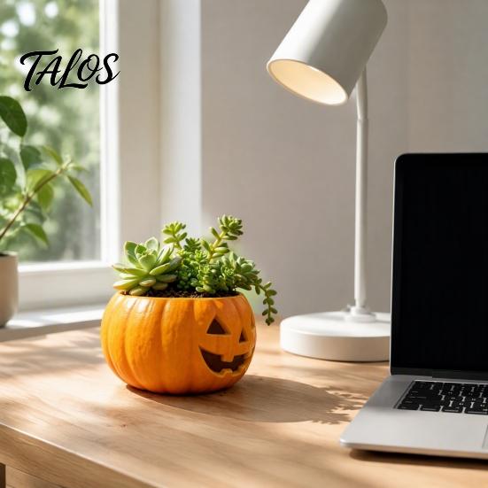 Pumpkin Shape Decor for Desktop Bookshelf Halloween Planter, Resin Jack-O-Lantern Flower Pot, Decorative Weatherproof Pot Flowers Plant Succulents