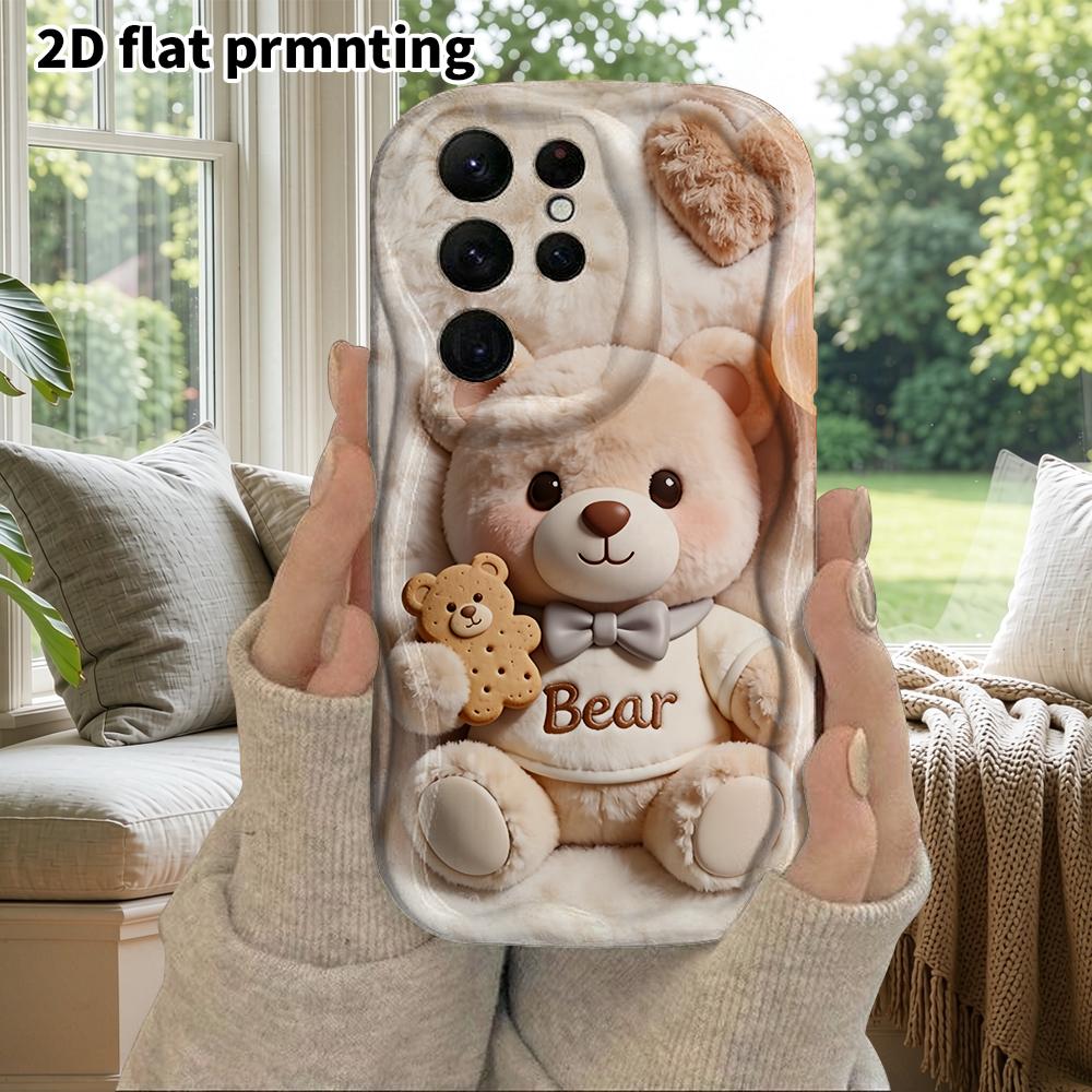 Phone Case: 2D Flat Samsung Galaxy A34 A35 M05 M06 S20 S22 S21 FE Plus 5G Protective Case, Couples Style, Plush Teddy Bear, Christmas and Halloween Gi