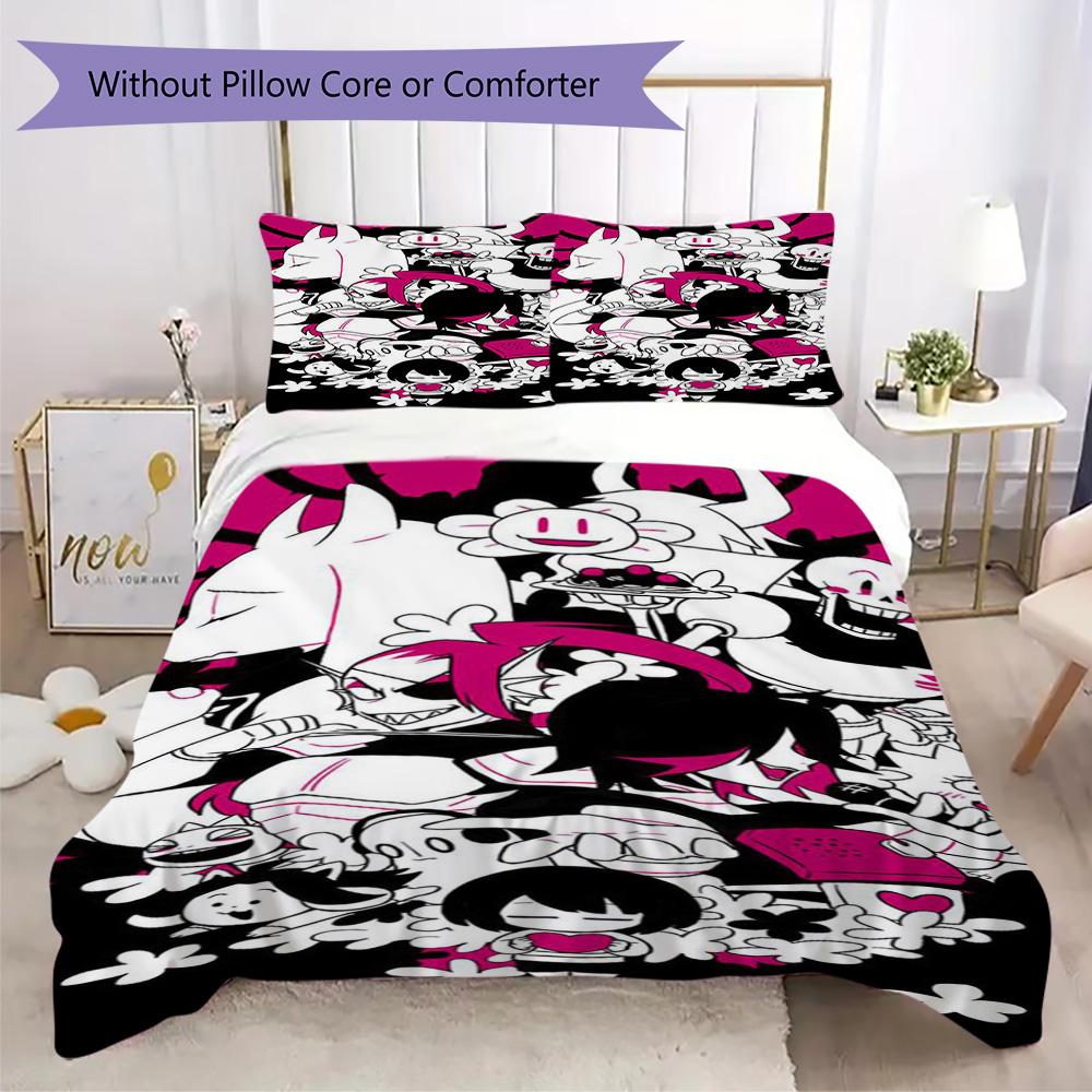 Undertale Pattern Bedding,Quilt Set Quilt Cover Pillowcase Home Birthday Gift (1*duvet cover+2*pillowcase,without core)XSJT0917204