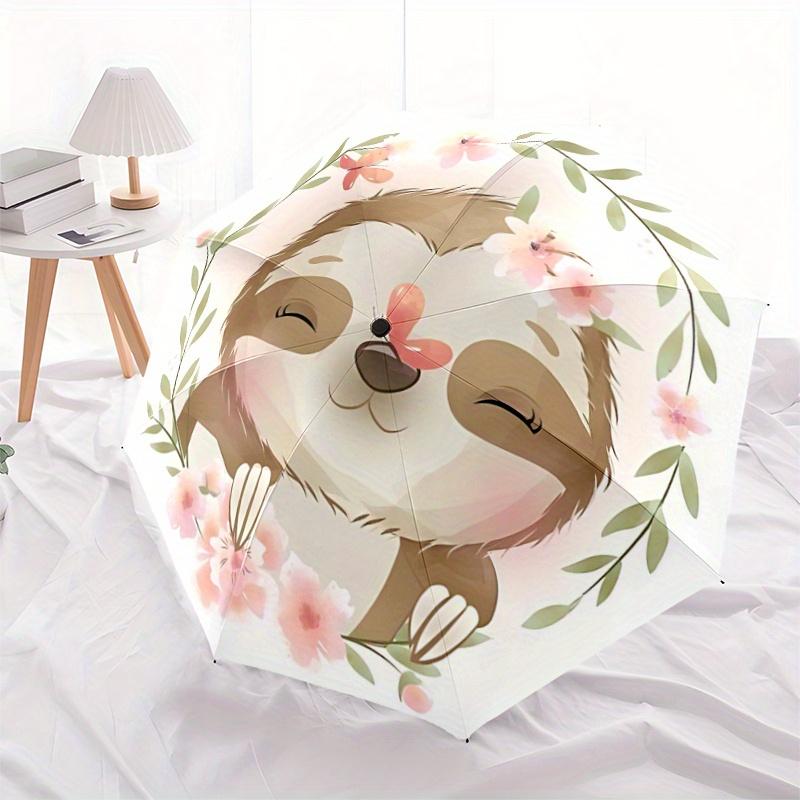 

1pc Sloth Cartoon Umbrella, Portable 3-Fold Compact Umbrella, Suitable for Camping, Hiking and Travel, Ideal Easter Birthday Gift for Family and Frien
