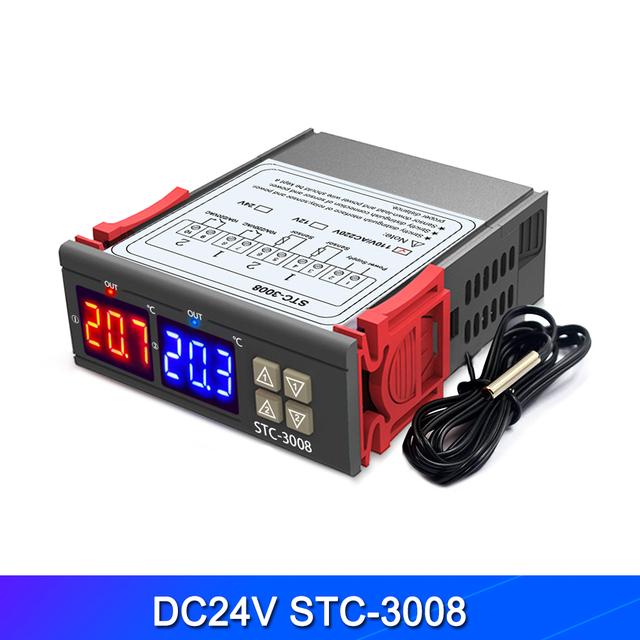STC-3008 Dual Digital Temperature Controller Two Relay Output 12V 24V 220V Thermoregulator Thermostat With Heater Cooler