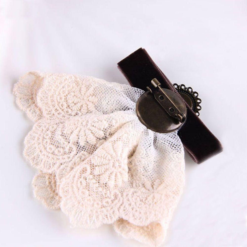 Christmas Bowknot Velvet Ribbon Vintage Queen Cameo Pearl Girls Brooch Elegant Lace Brooch