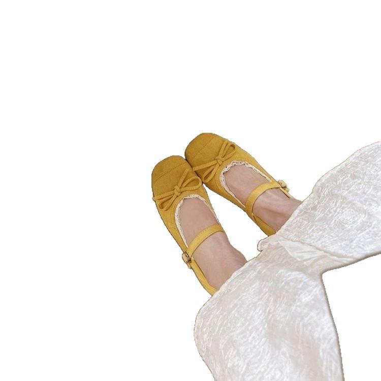 French bow gentle Mary Jane shoes spring new heightening ballet shoes with skirt single shoes