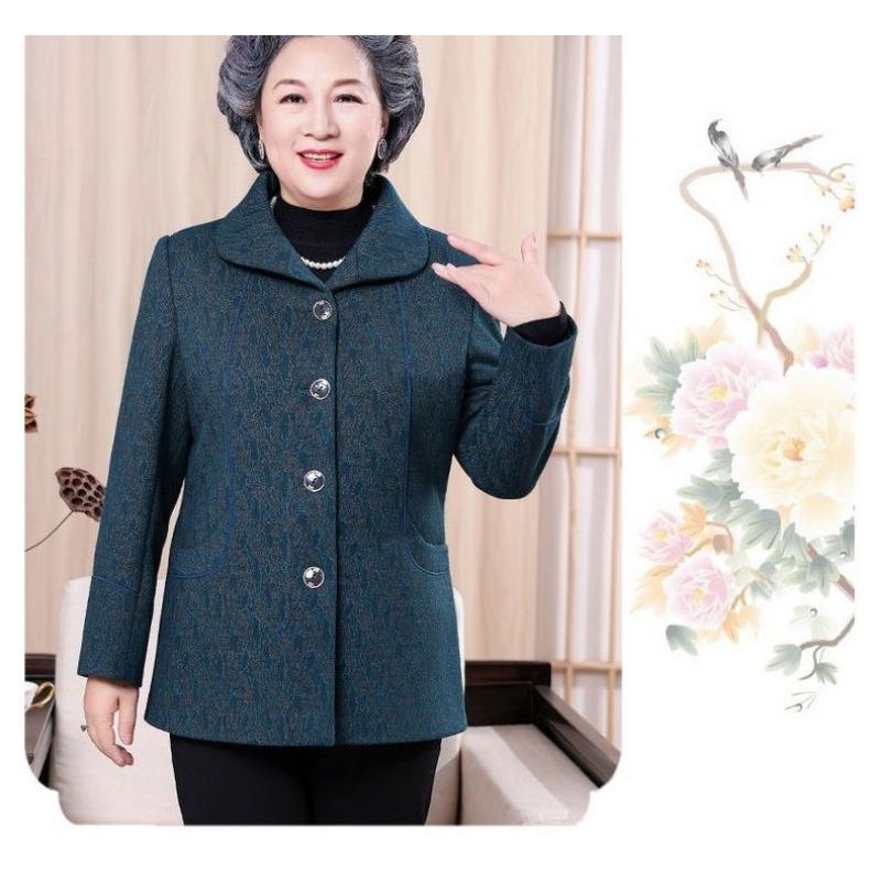 Fashionable Spring Autumn Outerwear for Senior Women Luxury Grandma Clothing Stylish