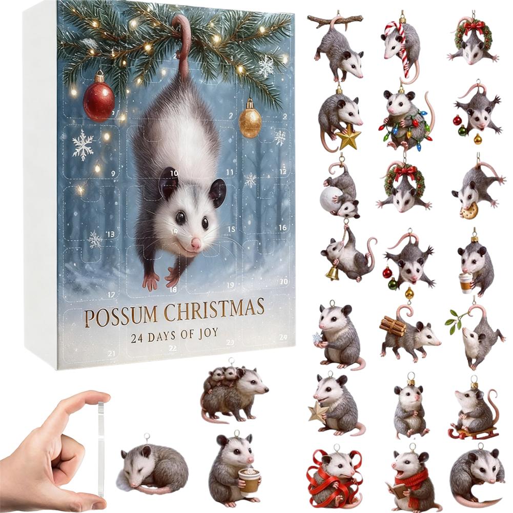 Possum Christmas Advent Calendar 2025 2D Acrylic Pendant For Christmas Tree Christmas Surprise Gift Blind Box Festive Atmosphere