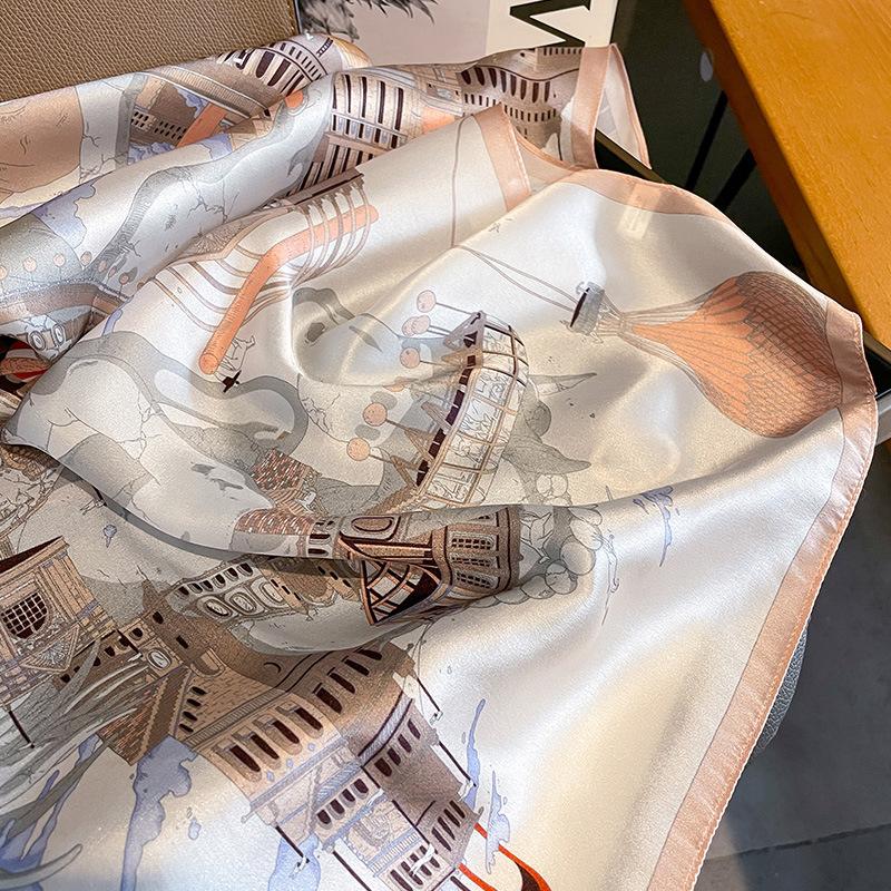 Europäischer und Amerikanischer Stil Modisches Seidentuch Seiden Chinesisches Quadratisches Tuch Vielseitiges Trendiges Kleines Tuch Schal Sommer