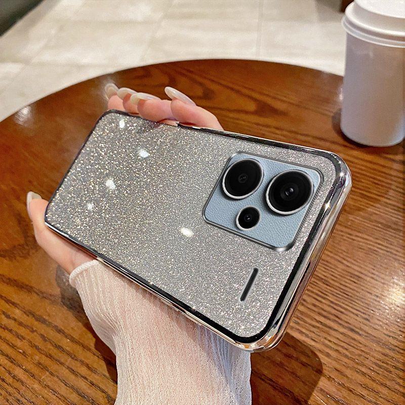 Für Xiaomi Redmi Note 13 Pro+ Hülle Redmi Note13 Pro Plus Handyhülle Glänzende Glitzerbeschichtung Silikon Kameraobjektiv Weiche Rückseite